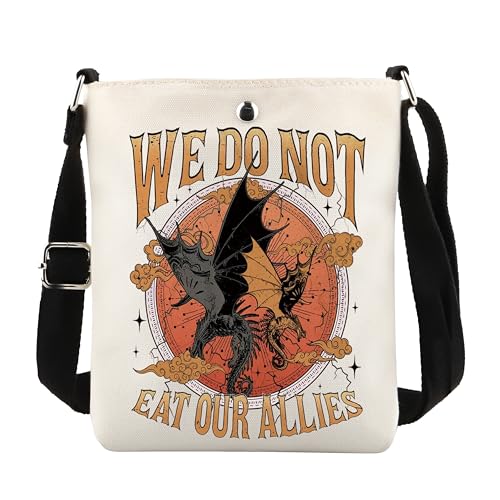 POFULL Dragon Rider Gift Romantasy Fantasy Book Lover Gift Bookish Gift We Do Not Eat Our Allies Crossbody Bag