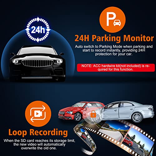 Dash Cam Front, Wifi 1080P Dash Camera For Cars, Mini Car Camera With 140° Wide Angle, 360 Degree Rotation Shot, Night Vision, Wdr, G-Sensor, Loop Recording, 24H Parking Monitor, Support 128Gb Max #TOP6