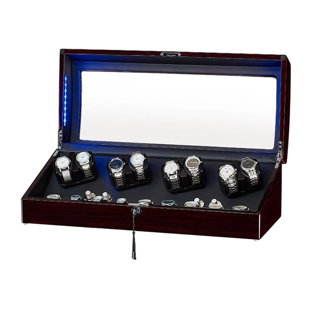 Hgtrh Ebony Lacquer Black Pu Watch Winder, Automatic Watch Winder Rotating Watch Box Watch Shaker Watch Spinner
