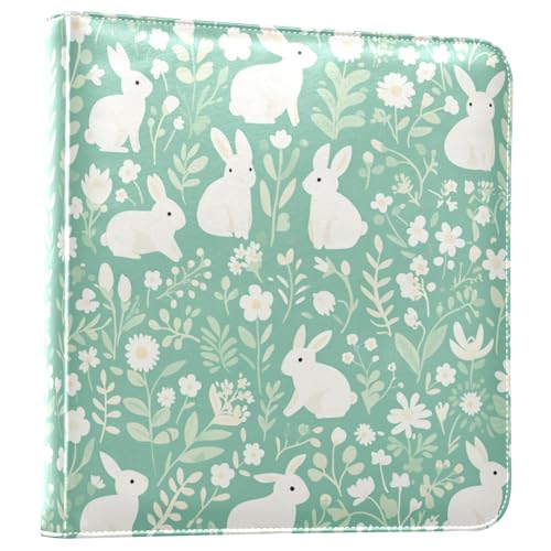 Kigai Bunny Photo Album Self Adhesive Scrapbook Album Leather Cover DIY Picture Scrap Book with 20 Adhesive Sheets, 11.8x24x0.8 inch