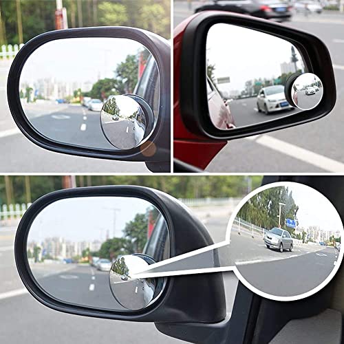 Image of CarFrill Blind Spot Mirror, HD Glass Convex Lens Frameless Adjustable Blind Spot Mirror for All Universal Vehicles Car Stick-on Design (Round 2 Pic))