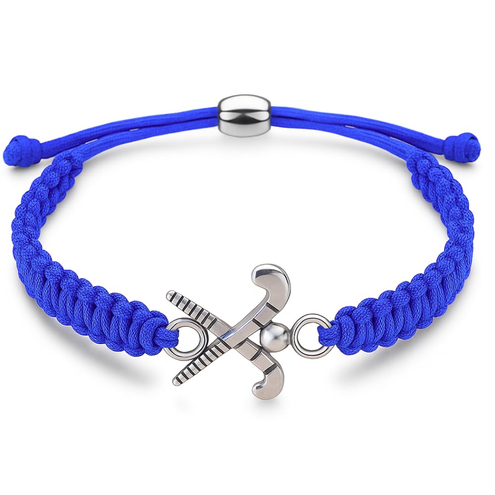 Sportybella Bracelet à breloques de hockey sur gazon - Bracelets réglables pour filles avec breloque en forme de crosse de hockey sur gazon. Bijoux cadeaux pour joueurs de hockey sur gazon, équipes et
