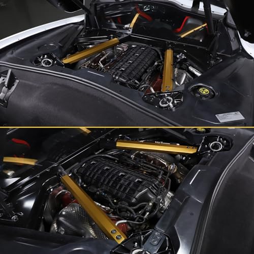 Image of CHEAYAR Engine Bay Panel Cover Compatible with Chevrolet Corvette C8 2020-2023, Engine Shroud Cover Panel Trims, C8 Accessories 2PCS (Engine Rod - Yellow)