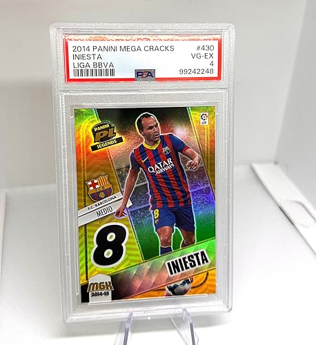 Tarjeta Card Iniesta FC Barcelona Panini Megacracks Liga BBVA 2014, #430 PSA 4 VG-EX