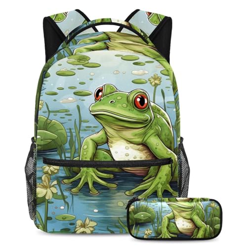 Sac à dos grenouille verte anti-mal de dos cartable voyage étudiant