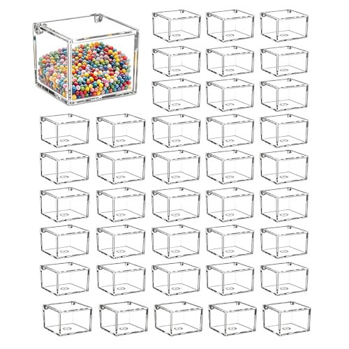 Image of Gonice 40 Pcs Acrylic Boxes with Lid, Small Square Box With Hinged Lid