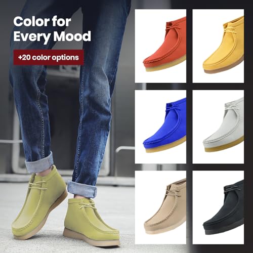 Image of Amali Casual Chukka Boots for Men, High-Top, Lace Up Suede Men's Shoes, Desert Boots with Crepe Rubber Sole