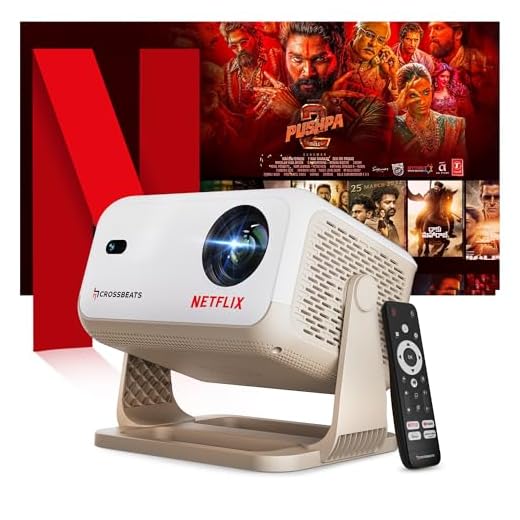 [Netflix Official License] Crossbeats Lumex Flix Projector 4k Ultra HD, 1080p Native, Android 13, WiFi, 16000 Lumens, Smart Mini Projector for Room, Portable Home Cinema, Built-in Apps, 300''Display