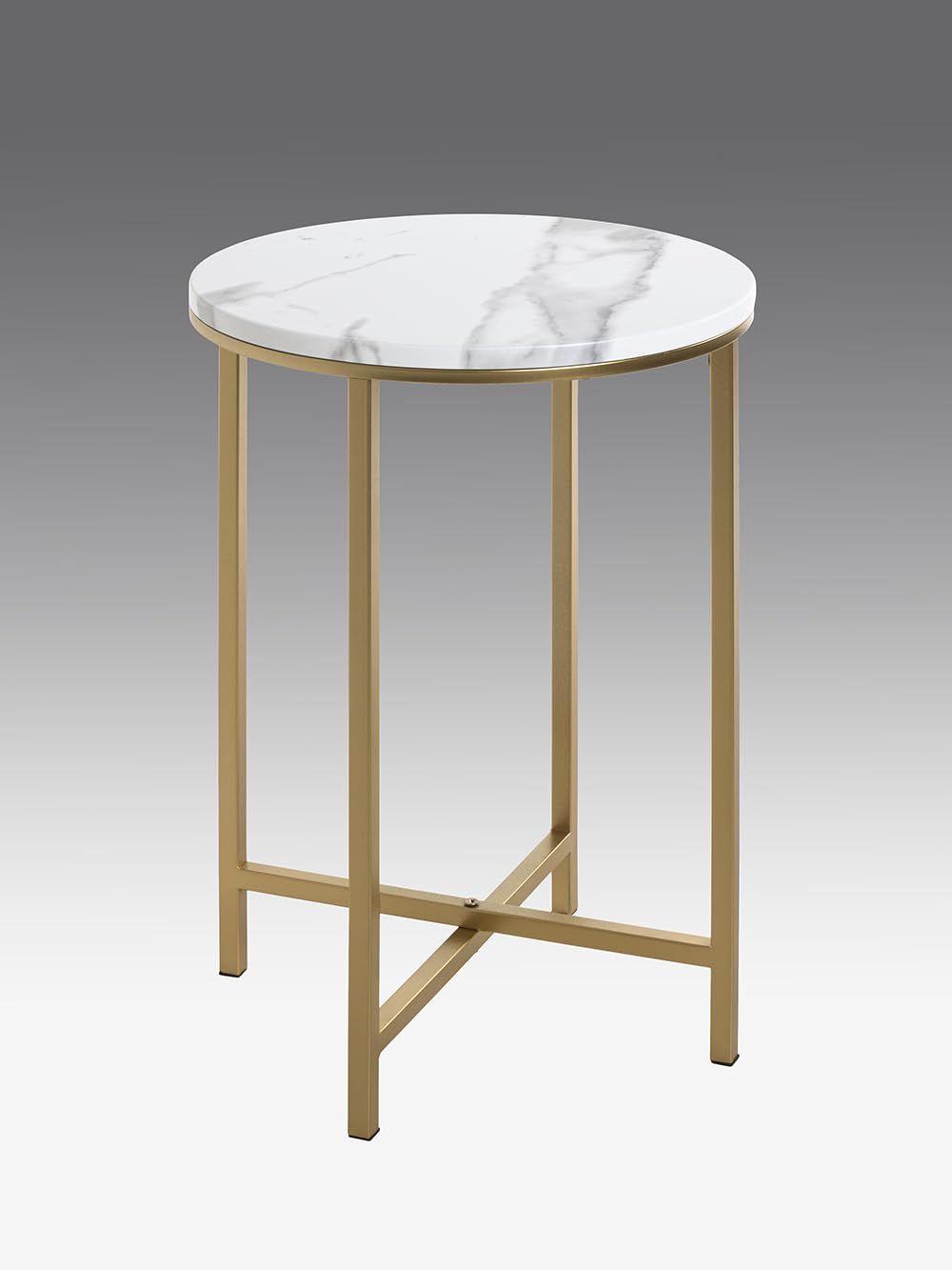 HAKU Tavolino rotondo effetto marmo dorato MDF metallo tavolino rotondo - Dimensioni: A 53 x Ø 39 cm Stile: Art Déco