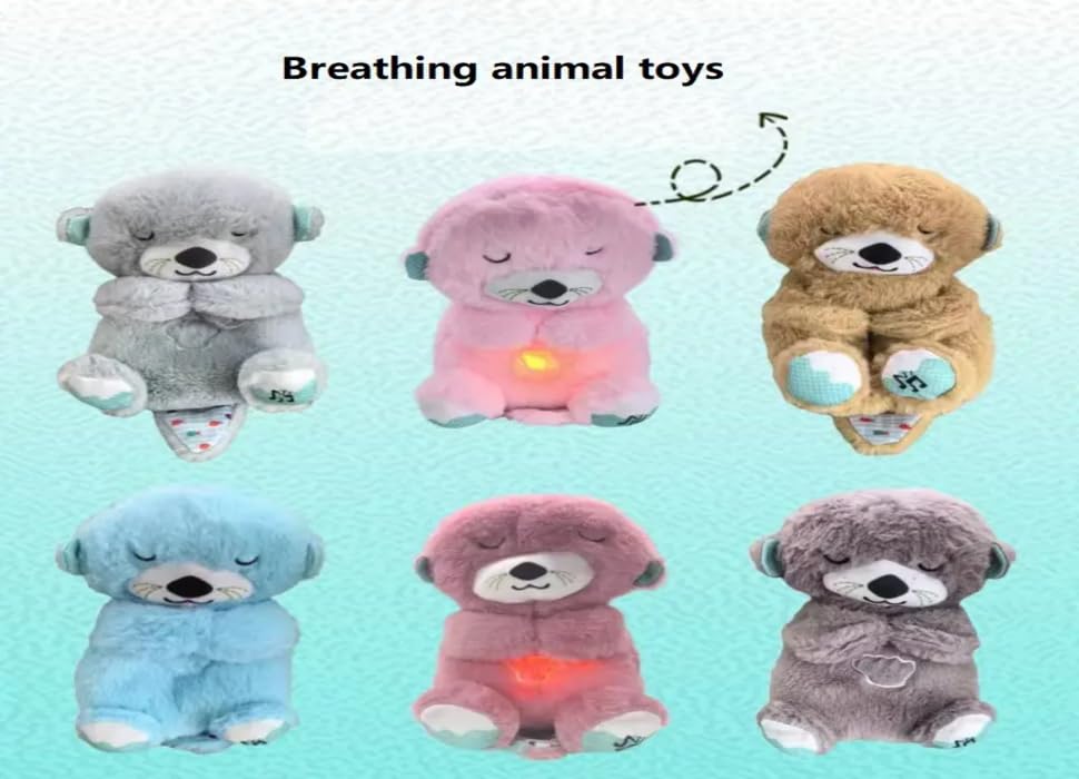 Image of SCOOBA Musical Breathing Teddy Bear Tummy up Down Simulation Light Glow in Tummy Assorted Color (Breathing Teddy)