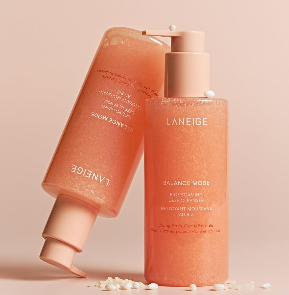 LANEIGE BELLA Balance Mode Rice Foaming Deep Cleanser - Detergente schiumoso per pelli grasse, 250 ml