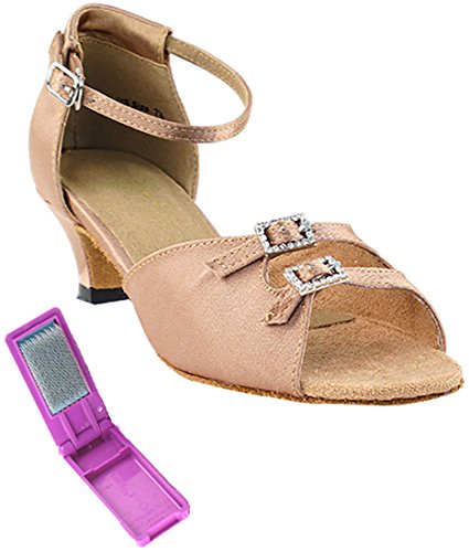 Very Fine Dance Shoes - Ladies Latin, Rhythm, Salsa Ballroom Dance Shoes - 1620-1.3-inch Heel and Foldable Brush Bundle
