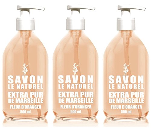 Savon le Naturel - Extra Pur de Marseille à la Fleur d'Oranger - 500 ml - Lot de 3