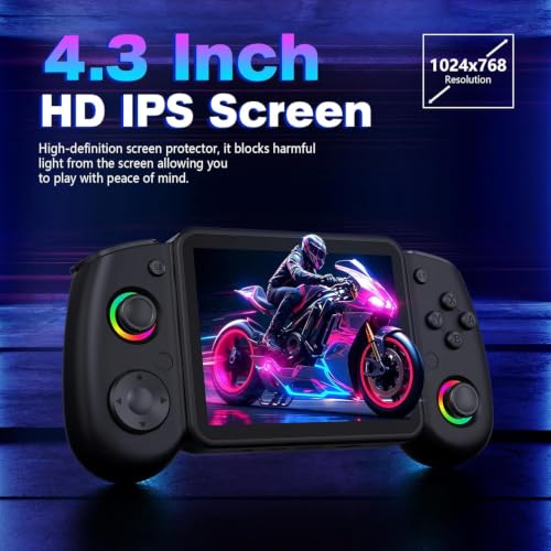 Image of RG43H Pro Retro Handheld Game Console, 4.3 Inch Retro Gaming Console with 4000mAh Battery, RK3562 Opensource Hand Held Games Console, EmuELEC&RGBOX Dual Systems Video Console, HDMI TV Output, Black