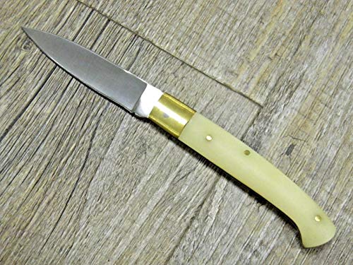  Generico Knife Coltello Tascabile 20 CM Tipo Pattada PATTADESA Manico in Osso di Tibia