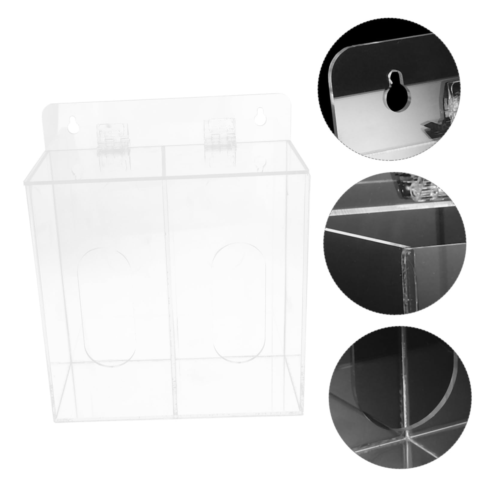 Dispensador de guantes acrílico, montaje en pared, caja de almacenamiento multifuncional para máscaras y guantes desechables con compartimentos, ahorra espacio para laboratorio