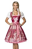 Dirndline Damen Premium Dirndl mit Stickereien Kleid f?r besondere Anl?sse, rosa/rot, 3XL