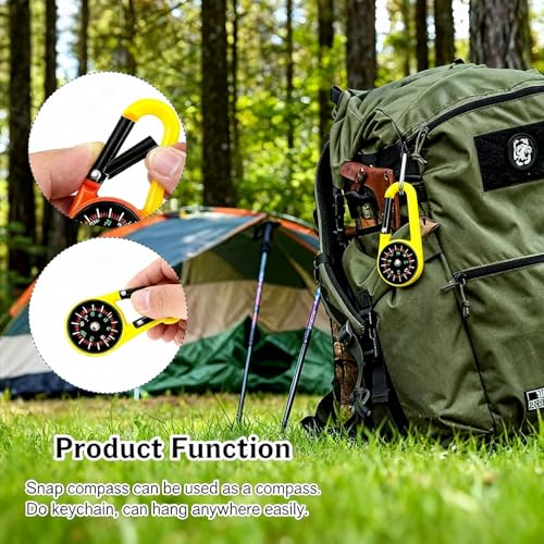 10 Stück Outdoor Kinder Kompass mit Karabinerhaken,Karabiner Haken Minikompaß,Karabinerhaken Mini Kompaß Anhänger,Multifunktionaler Tragbarer Kompass Schlüsselanhänger für Wandern Camping Bergsteigen