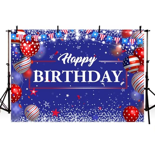 Fondo Azul Feliz Cumpleaños 7x5ft para Fotografía miniatura 4