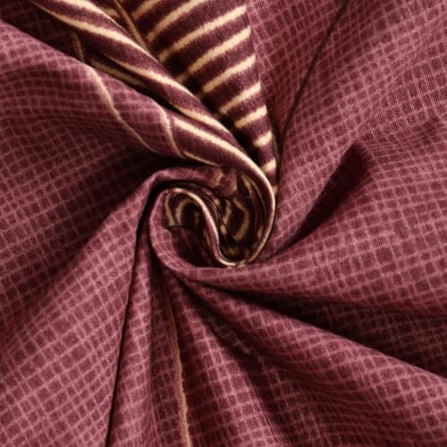 Image of Cotton Feel King Size Flat Bedsheet for Double Bed (90 x 100 Inches | 230 x 250 cm) with 2 Pillow Covers | Soft & Smooth Printed Bedsheet for Daily Use (Wine New, King Bed-90x100)