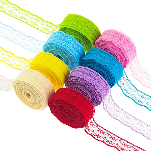 Fyihoxi 8 rollos de cinta de encaje vintage de 10 m – Colorido adorno floral para decoración de manualidades