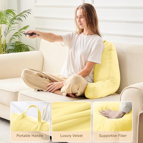 Image of Sasttie Reading Pillow for Bed, Back Pillow for Sitting Up, Light Yellow