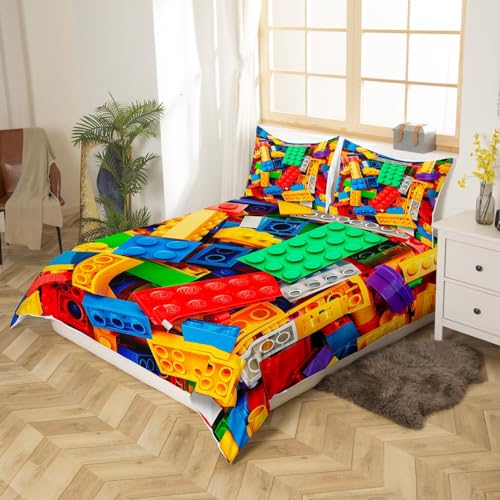 Erosebridal Building Blocks Duvet Cover Full, Colorful Bedding Set For Boys Girls thumb #1
