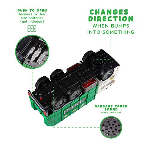 Toy Garbage Truck for Kids with 4D Lights and Sounds - Battery Operated Automatic Bump