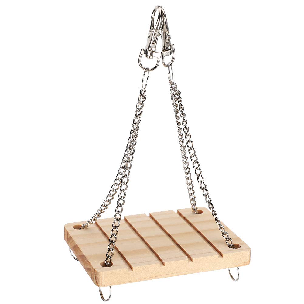 Hztyyier Wooden Hanging Swing Hammock Cage Exercise Molar ToyHamster Wooden Swing for Small Hamsters Squirrels Gerbils Mice Little Pet Toys
