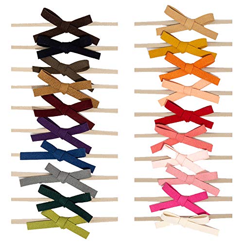 20 PCS Baby Girl Bows Headbands Nylon Elastic Hair Bands for Newborn Infants Toddlers by JIAHANG, Medium
