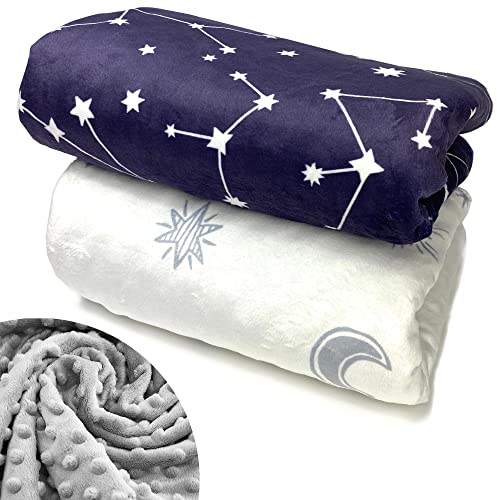 Image of Grow Wild Baby Blanket 30x40 Inch | Super Soft & Plush Minky for Boy or Girl | 2-Pack of Travel, Nursery, Stroller, Swaddle or Receiving Blankets | Double Layer Dotted with Stars & Moons