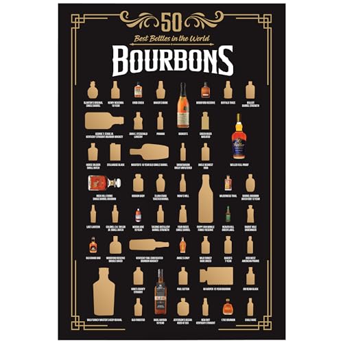 Product Image of the 50 Best Bourbons Scratch Off Poster - Bourbon Gifts for Men - Bourbon Poster - The Bourbon Bucket List - Bourbon Home Bar Decor (12” x 18”)