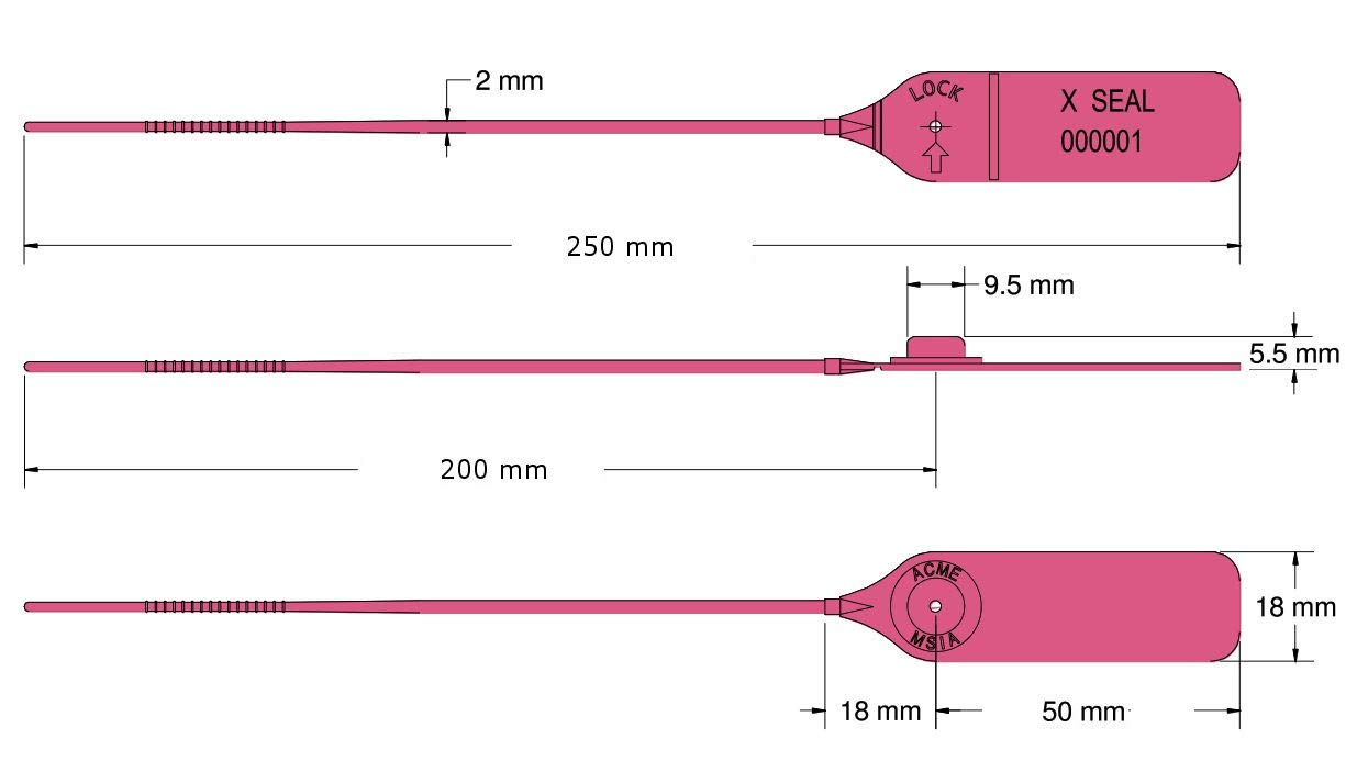 X-Seal 200 Durchziehplombe 200mm Länge 100 Stück (weiss) - HPC Sekure - Sicherheitsplomben