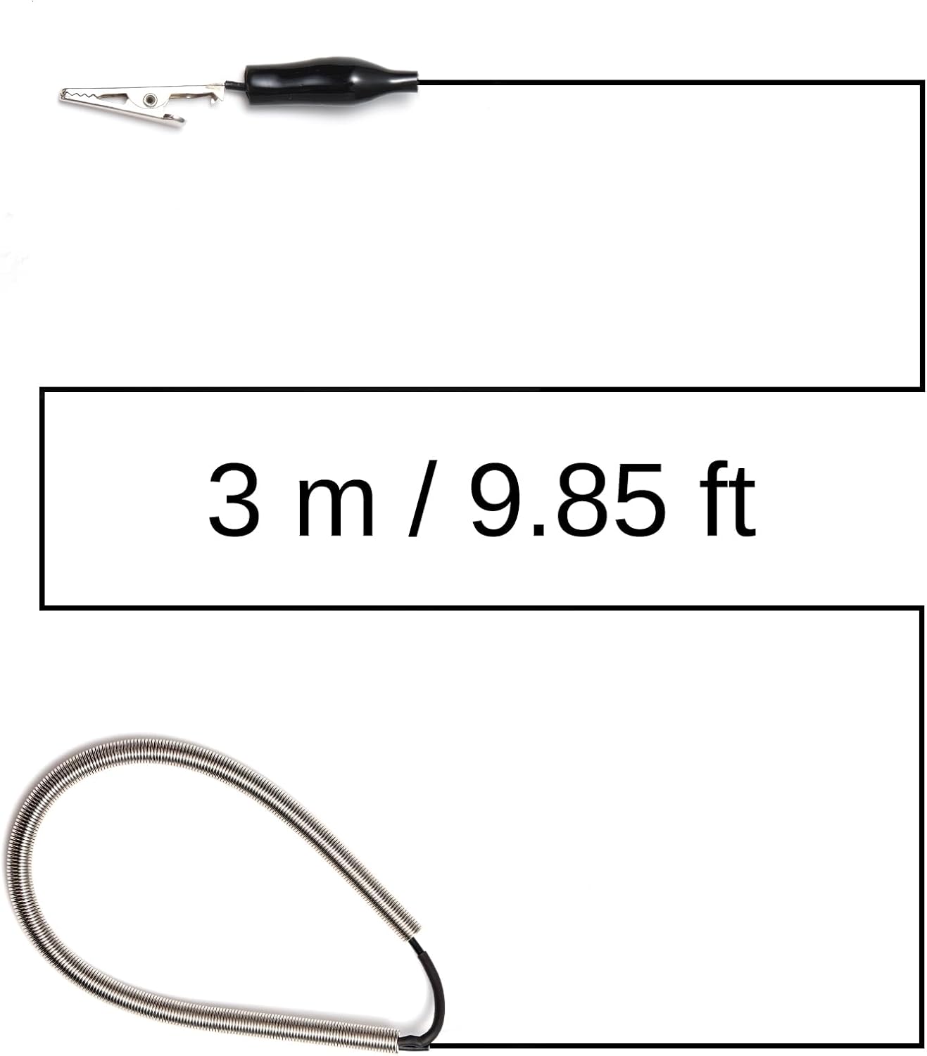 Diagram showing the 3 meter or 9.85 feet length of the Raddy SW001 antenna