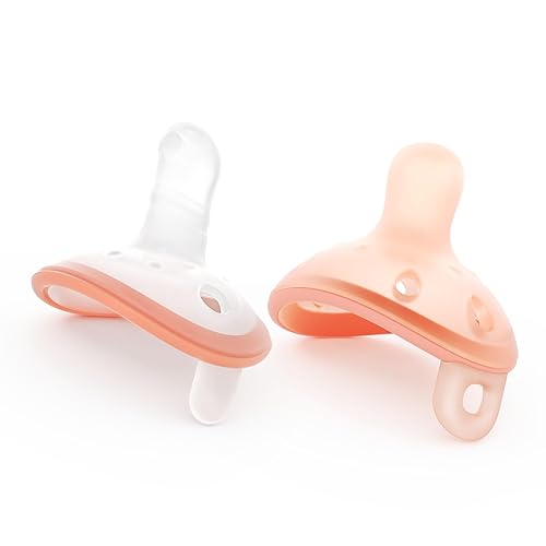 Chupetes para bebé de 0 a 6 meses, de silicona suave para recién nacidos, con grandes orificios de aire, sin BPA, juego de 2 en forma de pulgar y