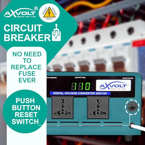 Image of Axvolt Elite 1500W Step-Down Voltage Converter | 220V-240V to 110V-120V Heavy-Duty Transformer | Digital Display & Thermal Reset Protection | Universal Socket for US & Japan Appliances in India