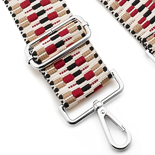 Image of Silvery Buckles Wide Shoulder Strap Adjustable Replacement Belt Crossbody Canvas Bag Handbag