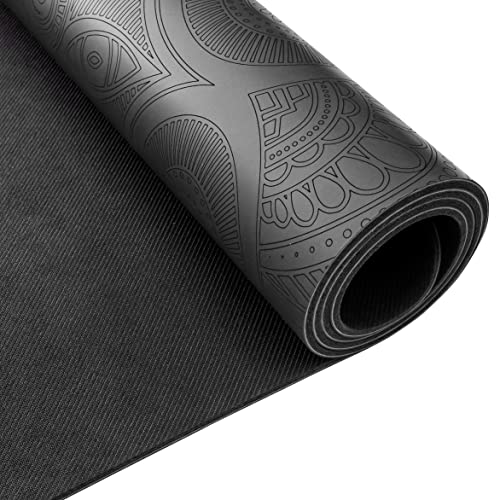 Clever Yoga Liquid Balance Mandala Thick Yoga Mat - Non-Slip, Recyclable Exercise Mat for Home Gym, Pilates, and Workout - Durable, Comfortable, Pro Yoga Mats for Women & Men, 4.5 mm - Gray