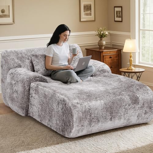 Image of 66 Inches Oversized Chaise Lounge Indoor with Lumbar Pillow