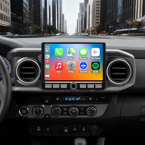 Image of QLED Radio for Toyota Tacoma Upgrade 2016-2023, Carbon Fiber Style,Touch Screen Stereo Replacement,Wireless Carplay Android Auto, 4G Network