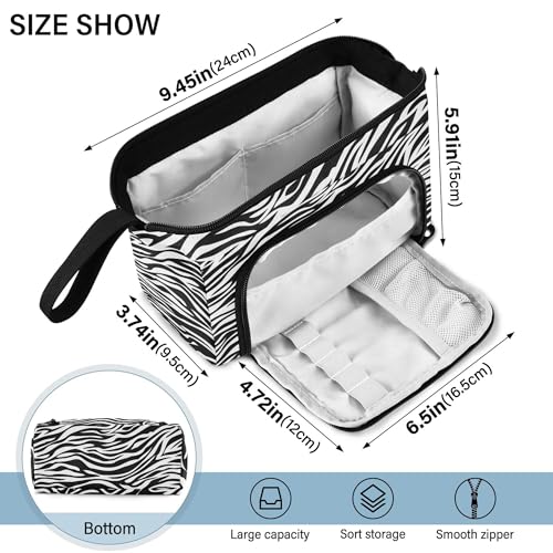 Image of Fisyme Zebra Print Pencil Case Large Capacity Pencil Pouch Pen Bags Box Big Makeup Pencil Case Organizer