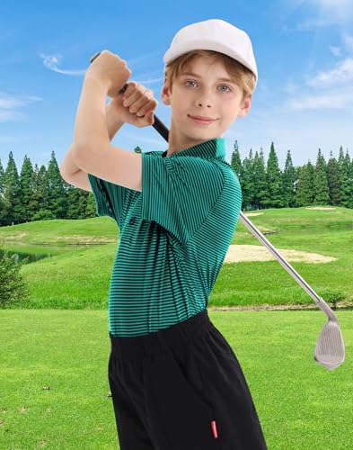Image of Polo Shirts for Boys Golf Polo Shirt Short Sleeve Boys Performance Polo Dry Fit Stretch Collared UPF50+ Kids Golf Shirts