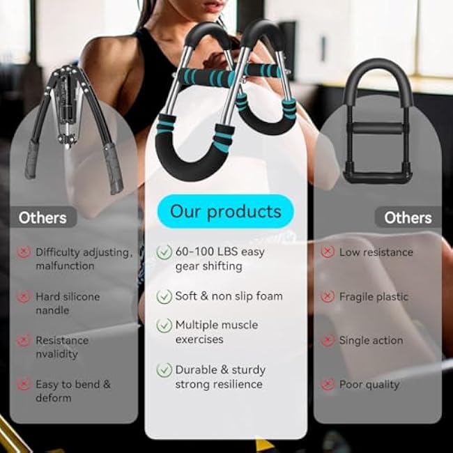 Twister Arm Trainer, 40-100lb Adjustable Chest Workout Equipment, Arm Trainer, Twister Arm Trainer, Portable Power Twister Bar, Detachable Design Fitness Anywhere