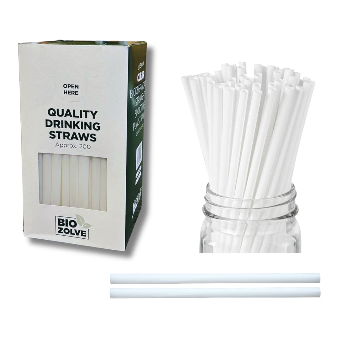 HOT BARGAINS 1000 x PLA Biodegradable Disposable Boba Straws 10.5mm x 10 Inch – Jumbo Straight Smoothie & Milkshake Drinking Straws, Wide Bubble Tea Straws for Boba (1000, 10.5mm / 10")