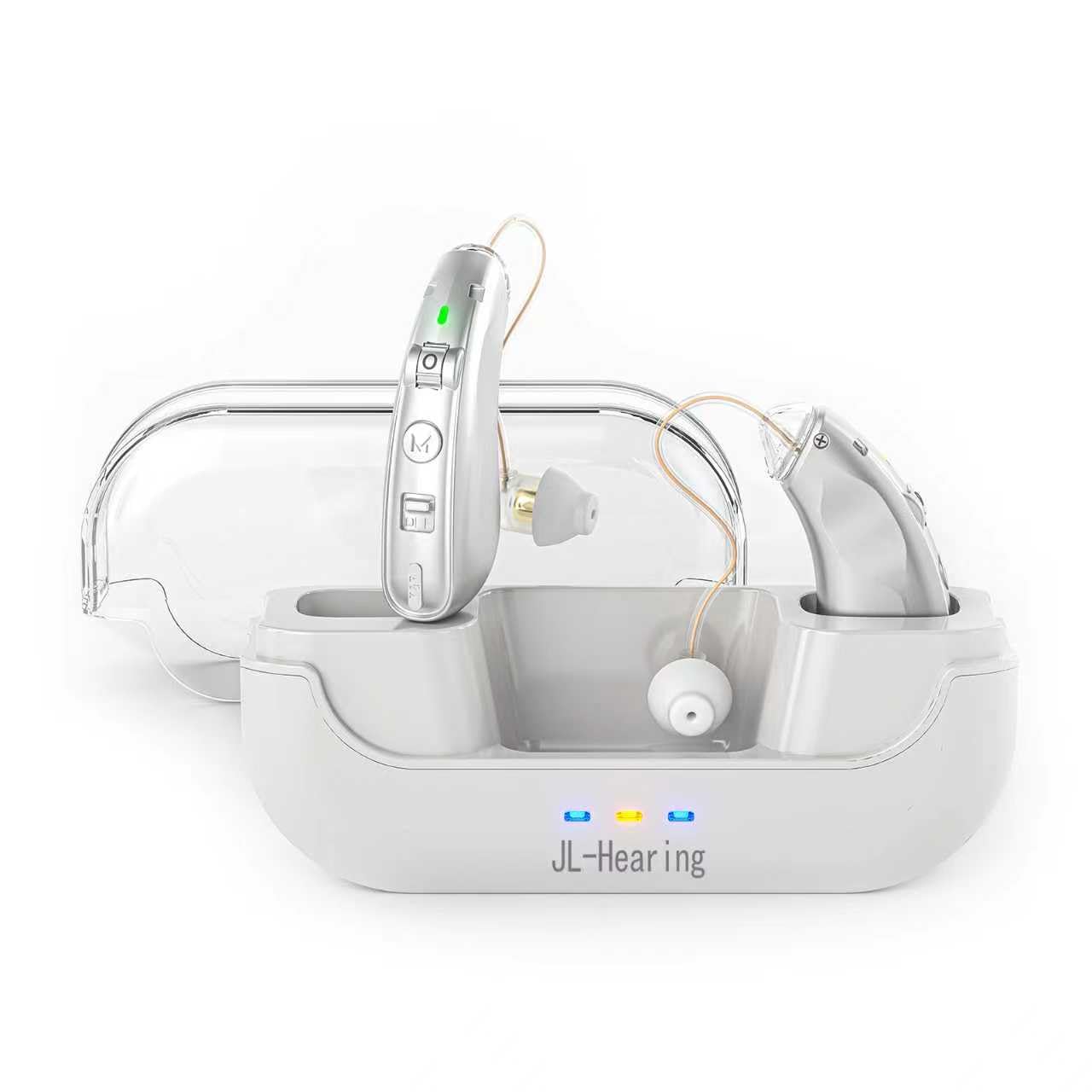 Ricaricabile L'amplificatore audio, con cancellazione del rumore, comodo controllo del volume, argento, discreto da indossare, compatto e leggero