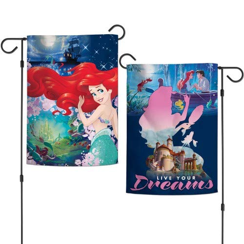 WinCraft Disney Character 12.5" x 18" 2-Sided Garden Flag (Ariel Live Your Dreams), Multicolor