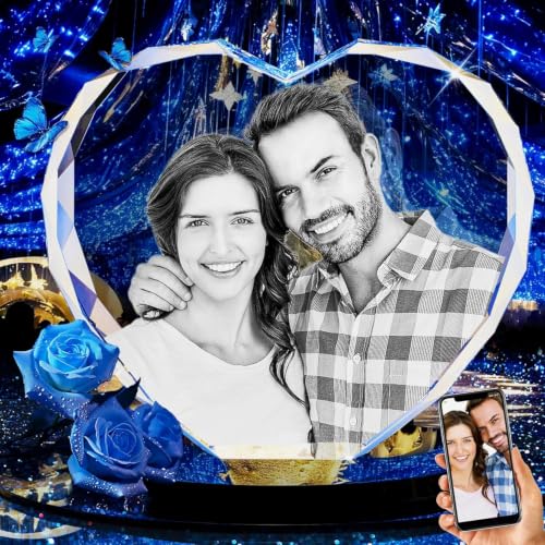 YSPQBY Personalized 3D Crystal Photo Customized Gifts for Women Wife Girlfriend Her Him Mom Dad Great Custom Anniversary Birthday Wedding Couples Gifts with Your Own Photo