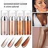 Glitter Body Makeup Shimmer Liquid Bronzer Waterproof Face Highlighter Makeup Blush Illuminator Glow for Face Women Body Glitter Lotion Cosmetics(#3 Bronze Gold)