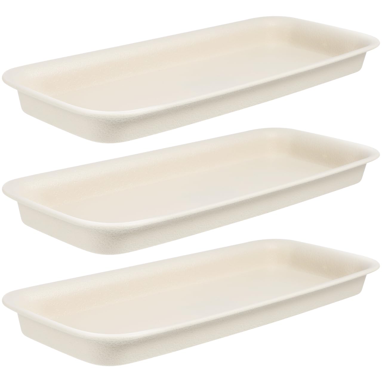 BESTonZON 3 Pack Rectangular Plant Saucers, Beige, 34 x 14 cm