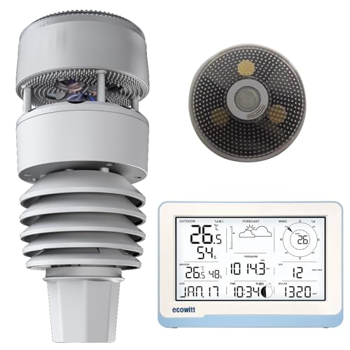 ECOWITT WS3801 estación meteorológica, 7 en 1 sensor inalámbrico al aire libre WS90 con energía solar + 7,5 pulgadas wifi pantalla LCD interior, inteligente IOT enlace de control